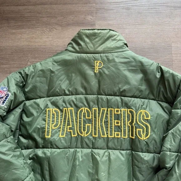 Vintage Pro Player Green Bay Packers NFL Reversible Puffer‎ Jacket XL - Picture 8 of 10